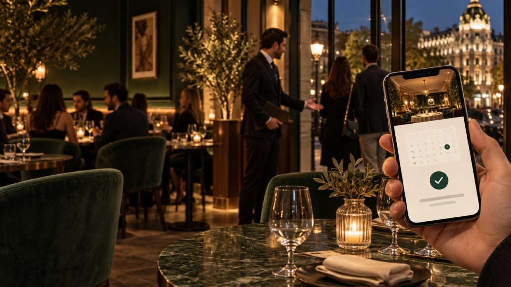 Reservas online de un restaurante en Madrid desde el móvil